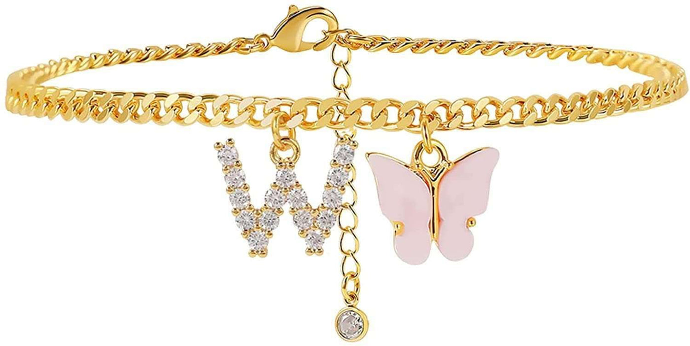 Butterfly Letter Feet Chain Fashion Inlaid Diamond Letter Acrylic Fendax 0