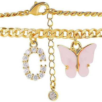 Butterfly Letter Feet Chain Fashion Inlaid Diamond Letter Acrylic Fendax 0