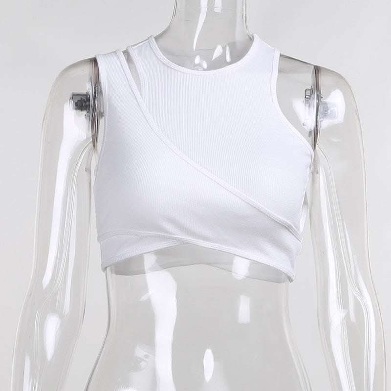 Women's Fashionable Round Neck Slim Fit Crop Top Fendax 0