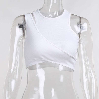 Women's Fashionable Round Neck Slim Fit Crop Top Fendax 0