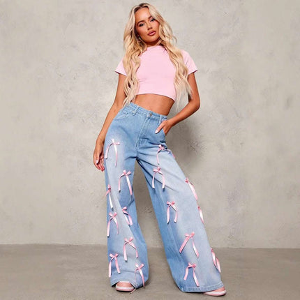 Bow High Waist Wide Leg Jeans Fendax 0