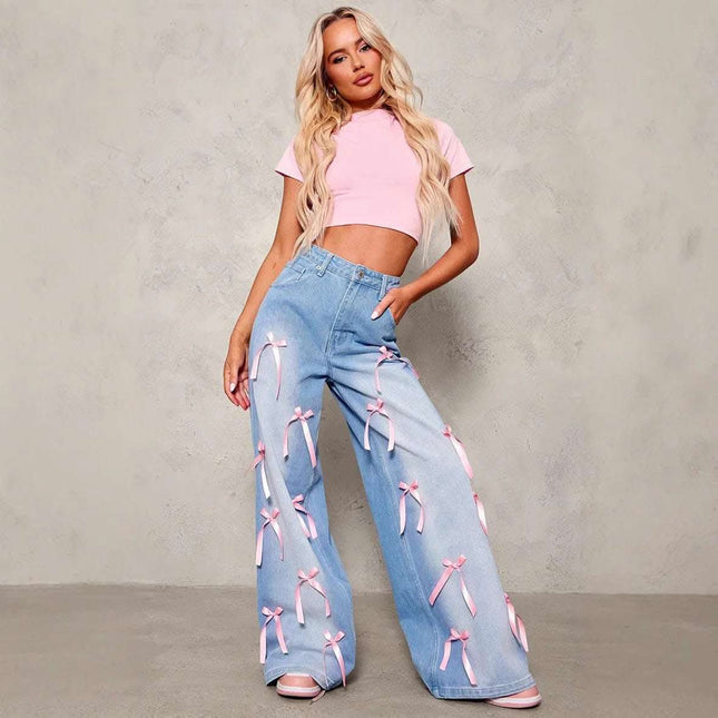 Bow High Waist Wide Leg Jeans Fendax 0