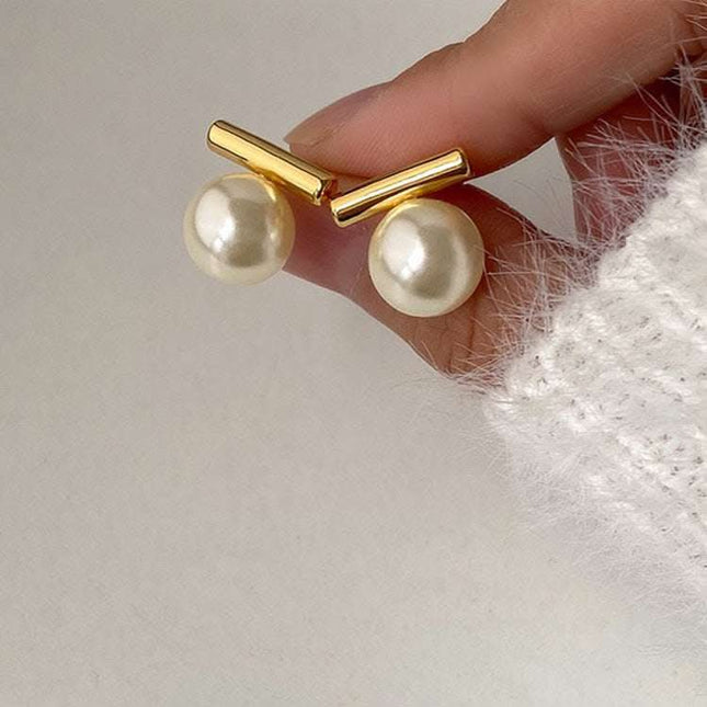 Women's Metal Pearl Stud Earrings Fendax 0