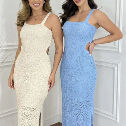 Backless Suspenders Dress Women's 4-color Lining