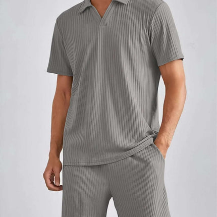 Fashion Casual Polo Short Sleeve Shirt Shorts Two-piece Set Men's Suit Fendax 0