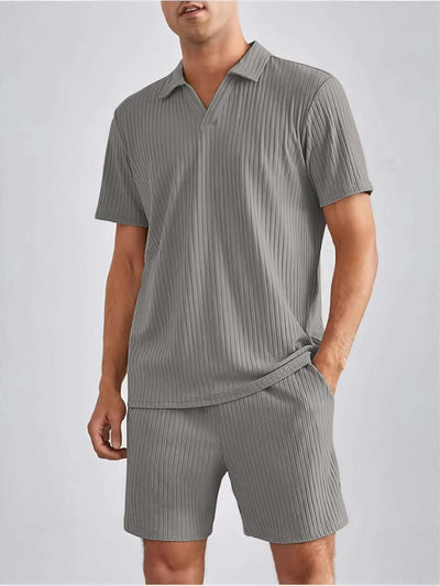 Fashion Casual Polo Short Sleeve Shirt Shorts Two-piece Set Men's Suit Fendax 0