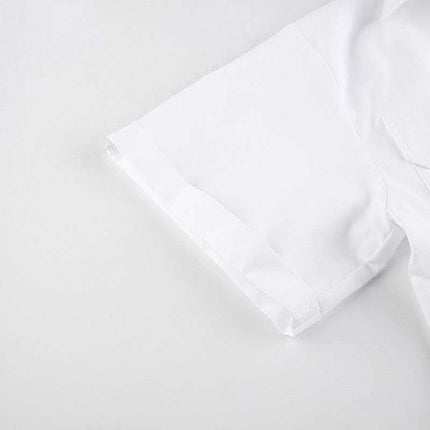 Women's Crop Navel Twist Solid Polo Collar Shirt T-Shirt Top Fendax 0