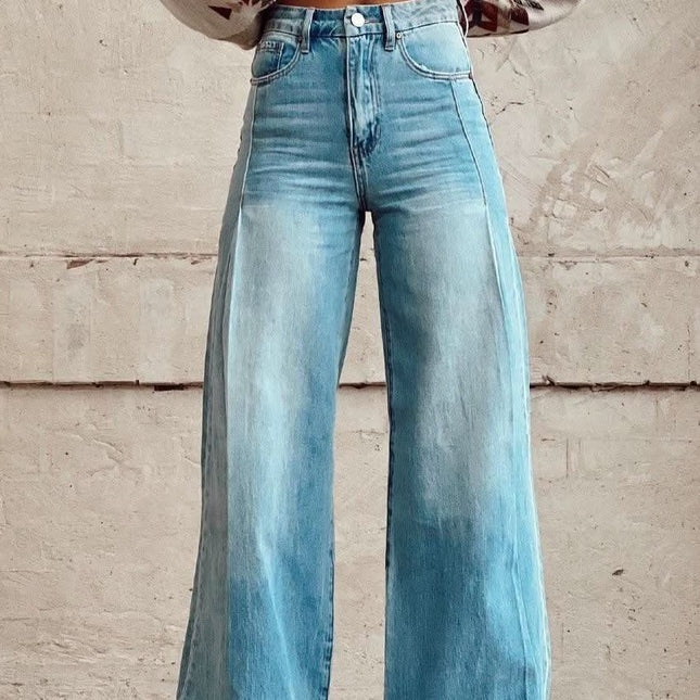 Wide-legged Pants Thermal Transfer Bell-bottom Pants Simulation Denim Trousers Fendax 0