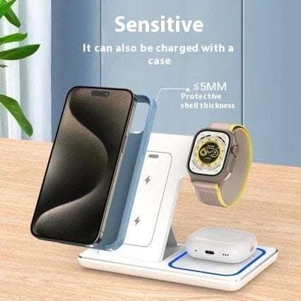 15W 3 In 1 LED Fast Wireless Charger Stand Foldable Charging Station For Smart Phone 15 14 13 12 11 IWatch 9 8 7 6 5 Airpods Pro Fendax 0