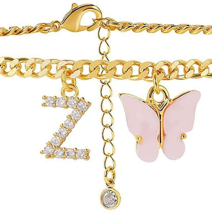 Butterfly Letter Feet Chain Fashion Inlaid Diamond Letter Acrylic Fendax 0