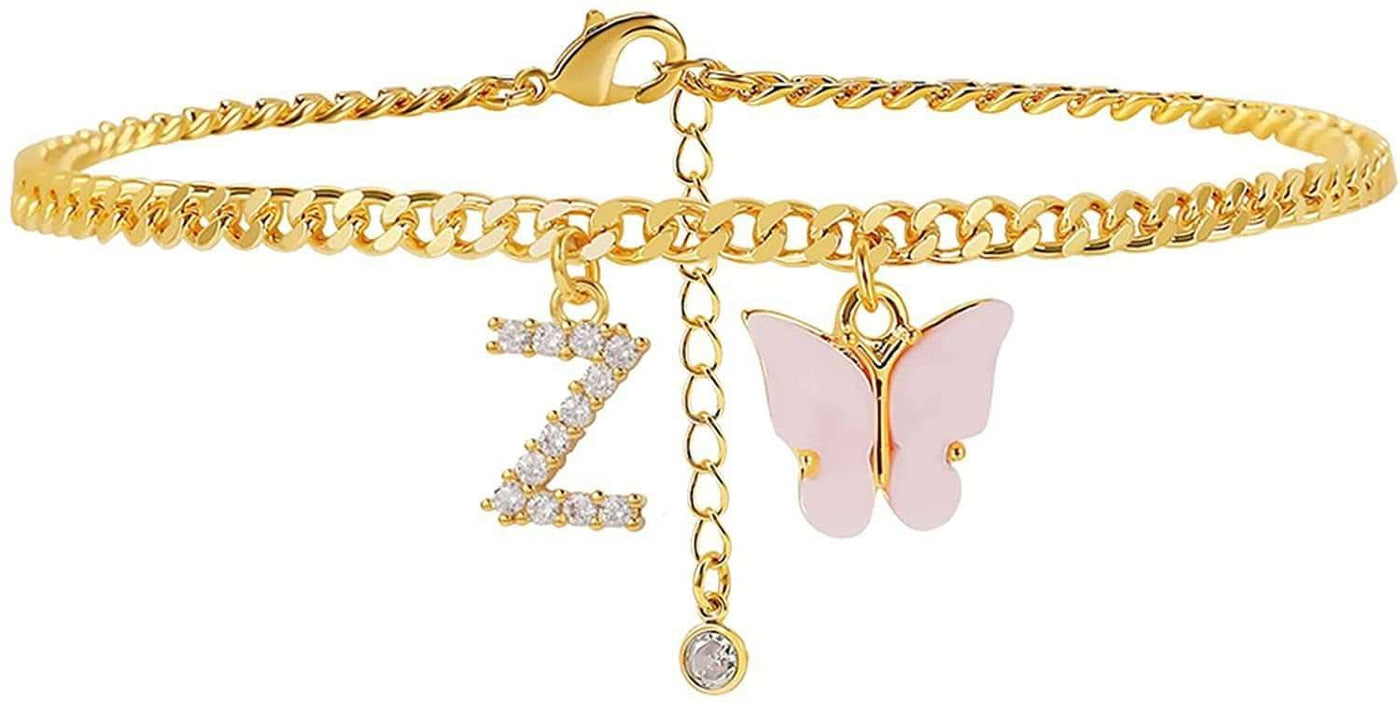 Butterfly Letter Feet Chain Fashion Inlaid Diamond Letter Acrylic Fendax 0