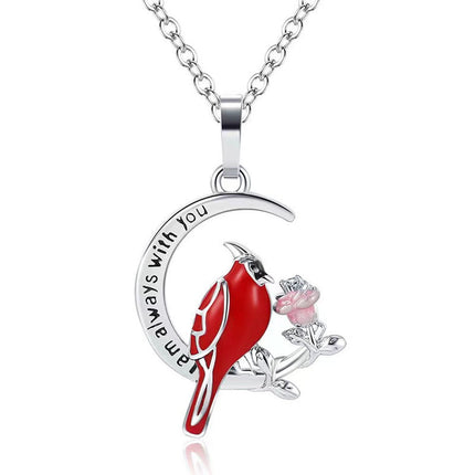 Creative Heart Shaped Cardinal Pendant Necklace, Exquisite Party Commemorative Accessory Gift Jewelry Anniversary Party Gifts, Valentine's Day Gift Fendax 0