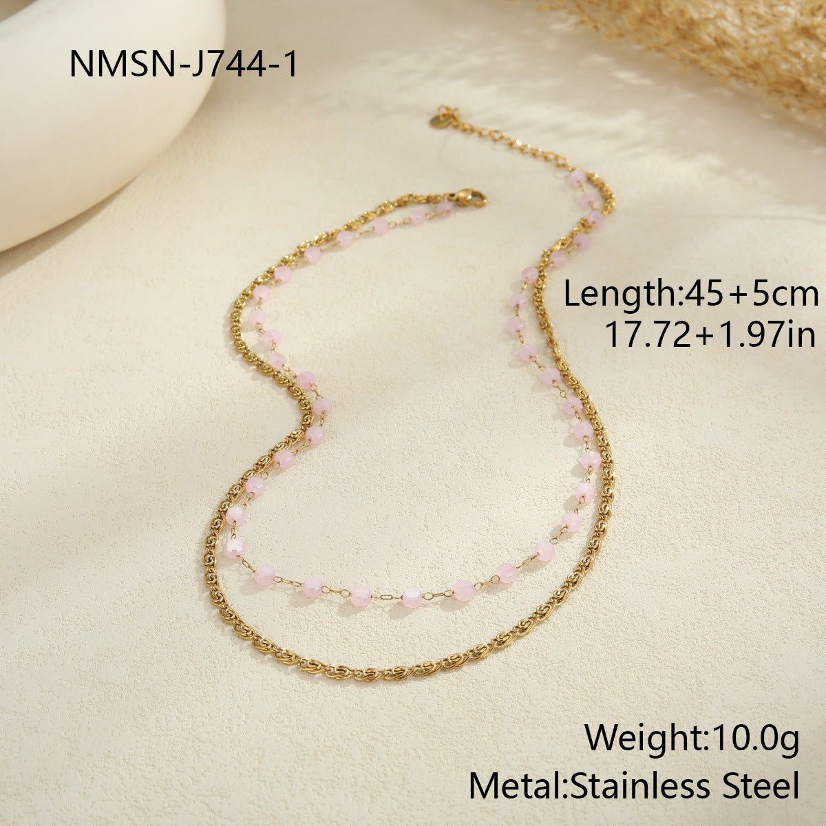 Zircon Necklace Stainless Steel Chain Beaded Bracelet