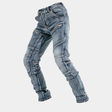 European And American Motorcycle Double Zipper Cycling Pants Four Seasons Slim Racing Anti-fall Jeans Fendax 0