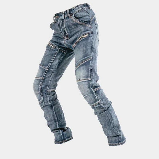European And American Motorcycle Double Zipper Cycling Pants Four Seasons Slim Racing Anti-fall Jeans Fendax 0