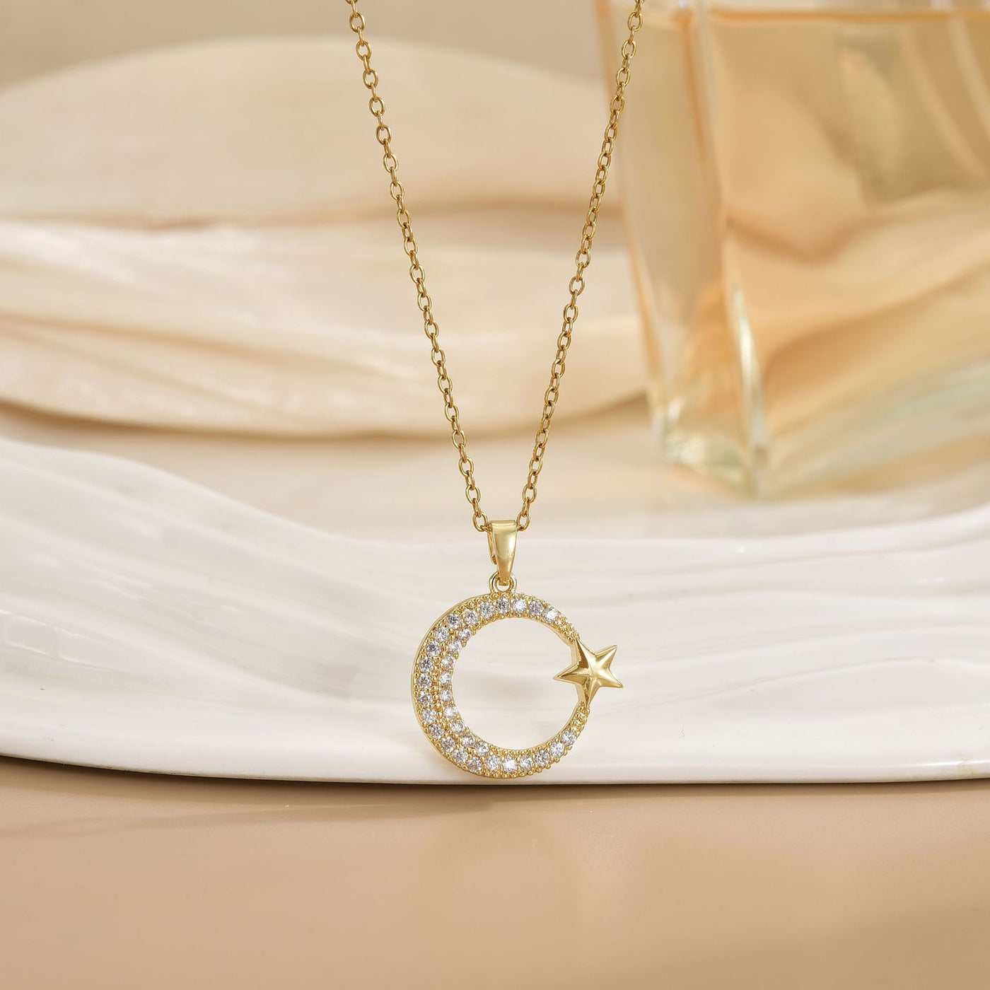 Zircon Geometric Pendant Titanium Steel Necklace