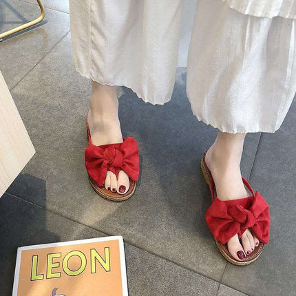 Summer Fashion Outerwear Bow Plywood Slippers Korean Fendax 0