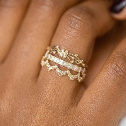 Gold Ring Fashion Ladies Three-piece Set Fendax 0