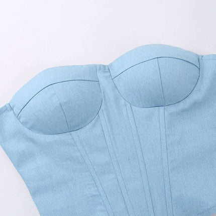 Y2K Denim Tube Vest Top With Back-tied Design INS Fashion Crop Corset Tank For Women Clothing Fendax 0