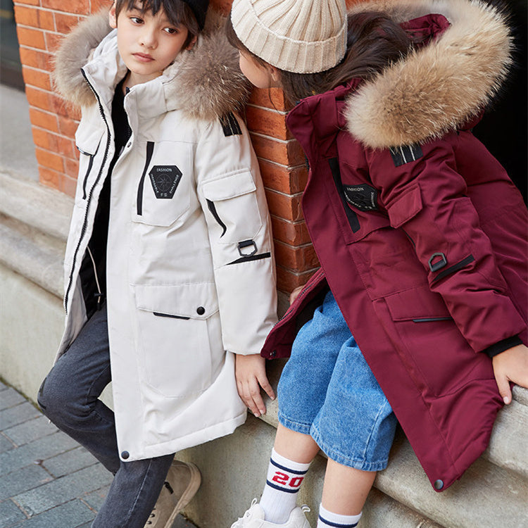 Children's Thickening Fur Collar Coat