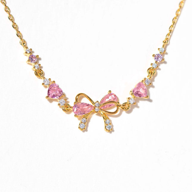 Cute Sweet Bracelet Loving Heart Zircon Bowknot Bracelet Fendax 0