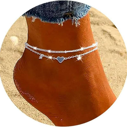 Fashion Heart-shaped Zircon Anklet Women's Waterproof Simple Heart-shaped Fendax 0