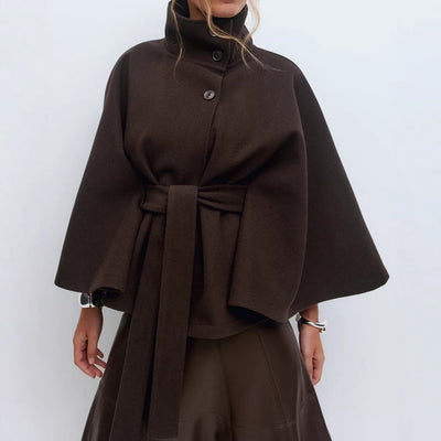 High Neck Batwing Sleeve Coat