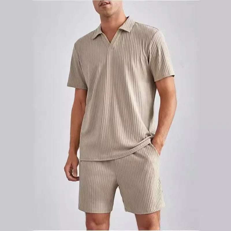 Fashion Casual Polo Short Sleeve Shirt Shorts Two-piece Set Men's Suit Fendax 0