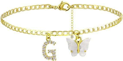 Butterfly Letter Feet Chain Fashion Inlaid Diamond Letter Acrylic Fendax 0