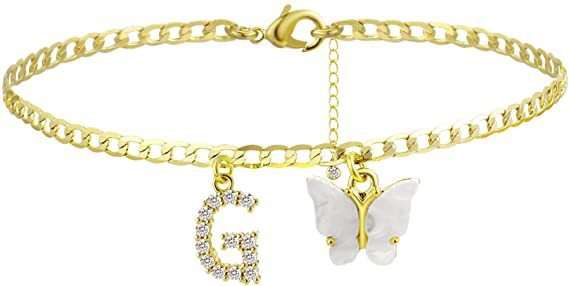 Butterfly Letter Feet Chain Fashion Inlaid Diamond Letter Acrylic Fendax 0