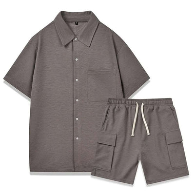 Elastic Waist Shorts Plain Young Two-piece Set Fendax 0