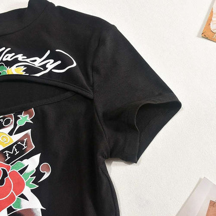 Printed Rose Slim Crop-top Short Top Fendax 0