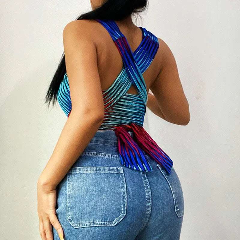 Slim Sexy Halter Cross Halterneck Suspender Top Fendax 0