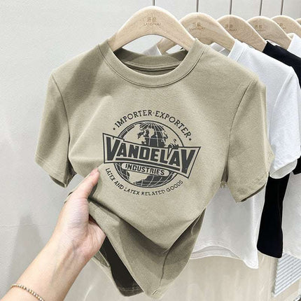 Retro Slim-fit Crop-top Women's Short-sleeved T-shirt Fendax 0