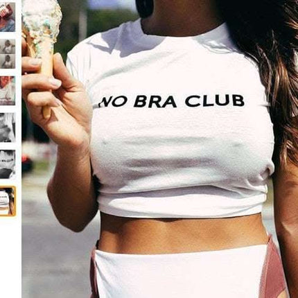 No Bra Club - Free The Nipples Feminist Womenempower Cotton Crop Top T-shirt Fendax 0