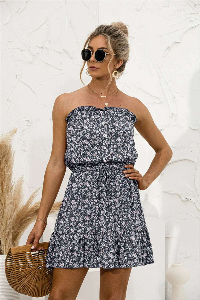 Summer New Sexy Tube Top Floral Dress Fendax 0