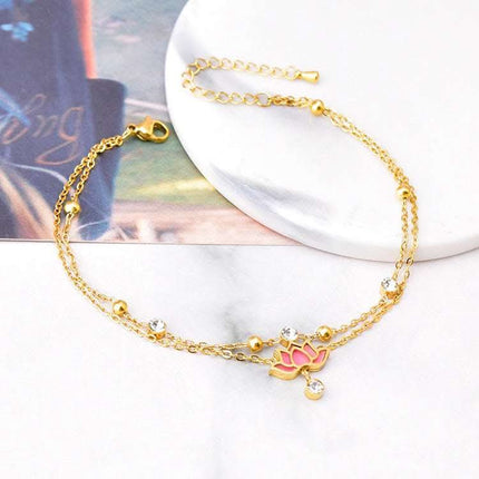 Flower Double Layer Feet Chain Zircon Fendax 0