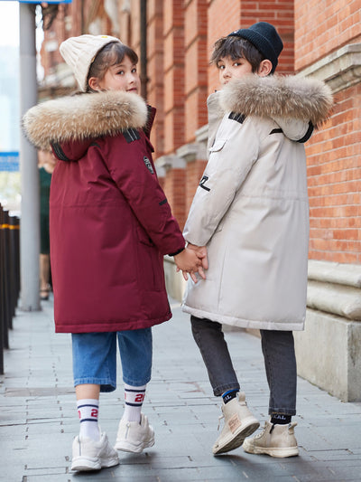 Children's Thickening Fur Collar Coat