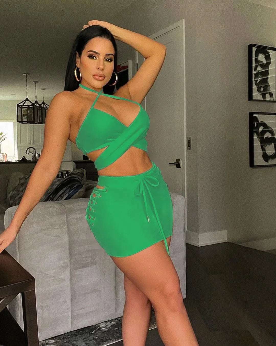 Fashion Women's Summer Halter Neck Strapless Skirt Suit Fendax 0