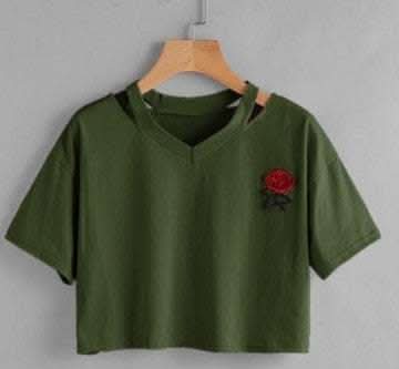 CROP TOP LA ROSE A MANCHES COURTES Fendax 0