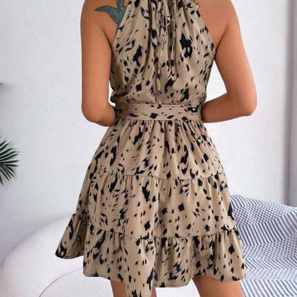 Casual Leopard Print Ruffled Swing Dress Summer Fashion Beach Dresses Women Fendax 4
