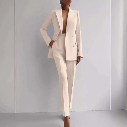 Casual Suits Fashion Long Sleeve Single-breasted Jacket Top And Slim Fit Trousers Women's Business Suits Fendax 0