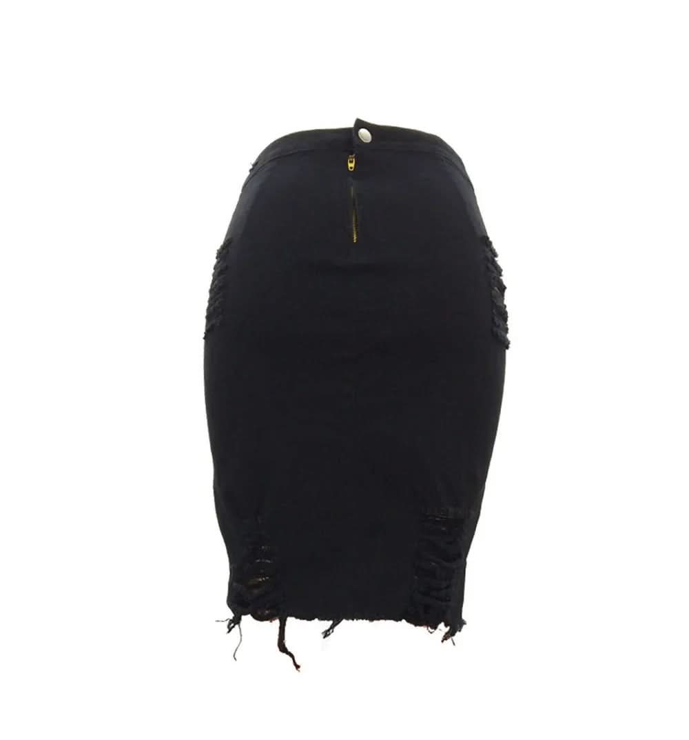 Hole bag hip skirt denim skirt Fendax 0