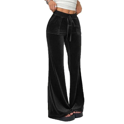Simple Temperament Velvet Casual Pants Autumn And Winter Drawstring Leg Slimming Wide Leg Trousers Fendax 0