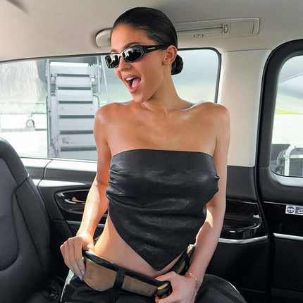 PU Tube Top Bare Back Sexy Top Vest Fendax 0