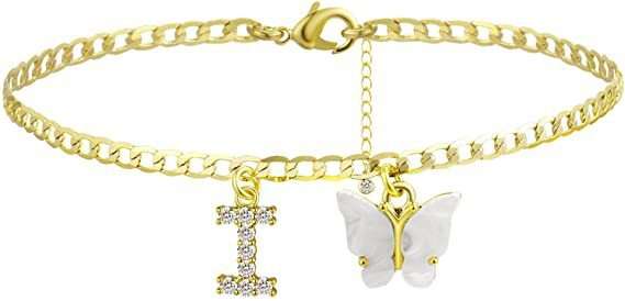 Butterfly Letter Feet Chain Fashion Inlaid Diamond Letter Acrylic Fendax 0