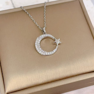 Zircon Geometric Pendant Titanium Steel Necklace