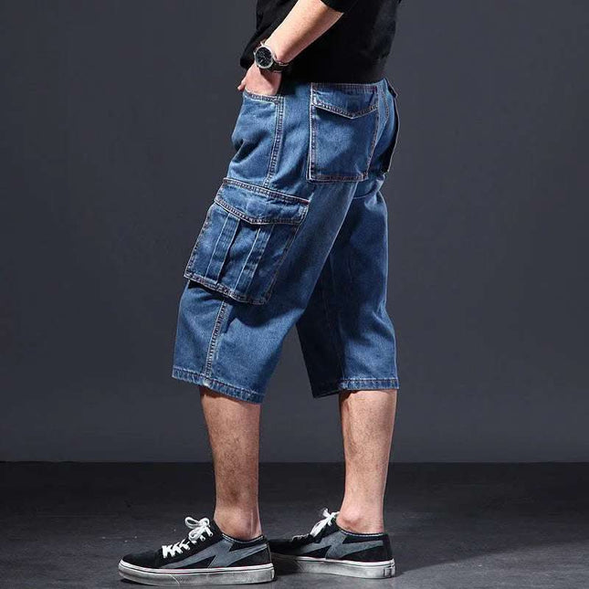 Summer Thin Loose Multi-pocket Workwear Cropped Pants Casual Jeans Fendax 0
