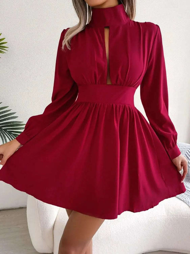 Cutout Turtleneck A-Line Mini Dress Fendax Women