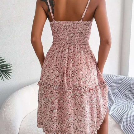Frill Ditsy Floral Spaghetti Strap Mini Dress Fendax Women